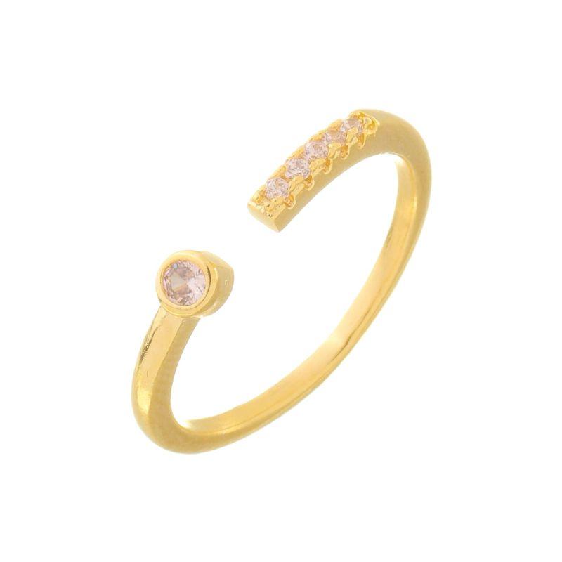 Anel Zircônias Colors Aberto Ajustável Ouro