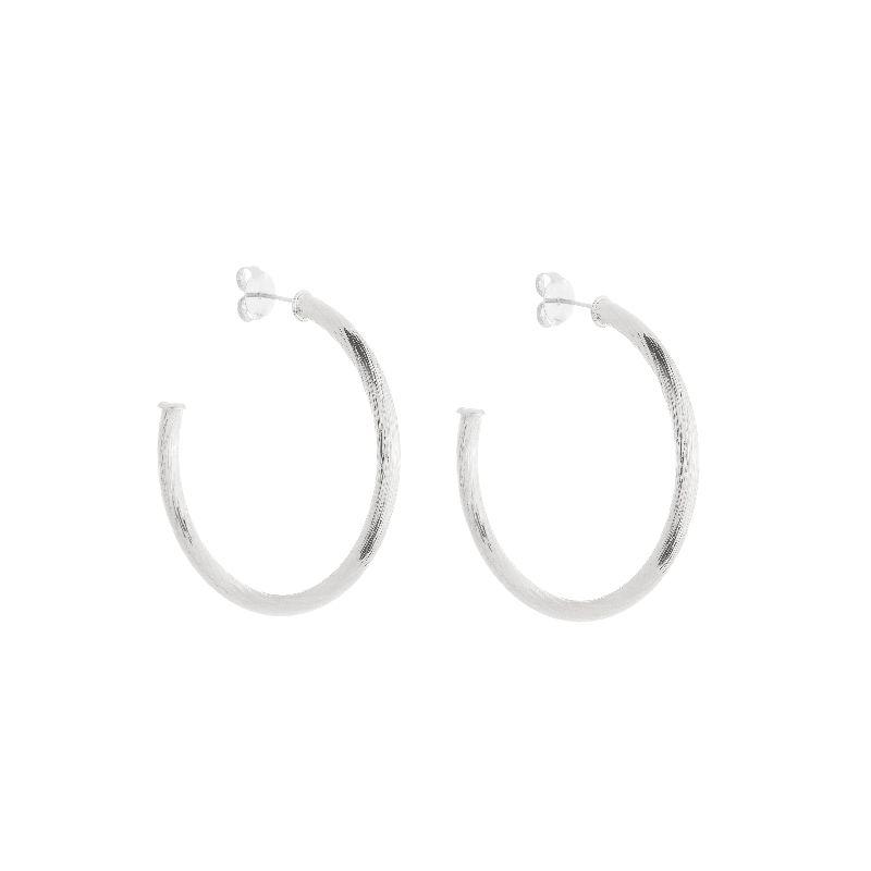 Brinco Argola Texturizada Prata