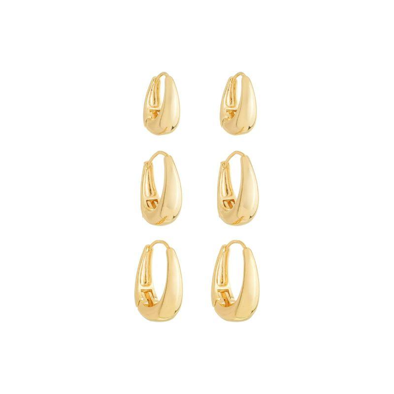 Trio Argola Oval Ouro