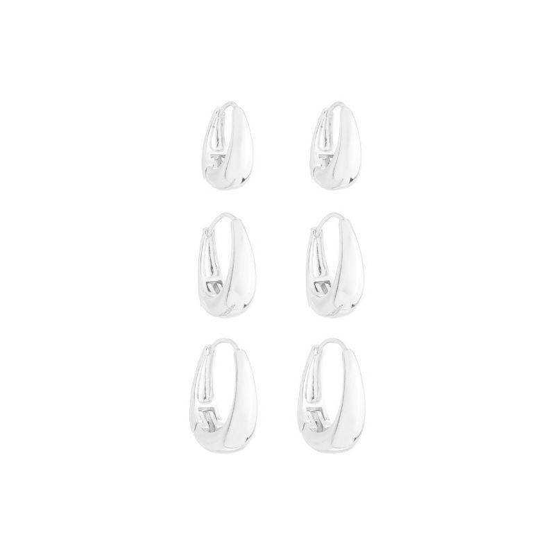 Trio Argola Oval Prata