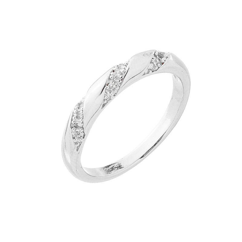 Anel Enrolado Zircônias Prata - TAM 20