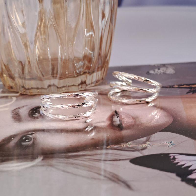 Brinco Argola 3 Fios Prata