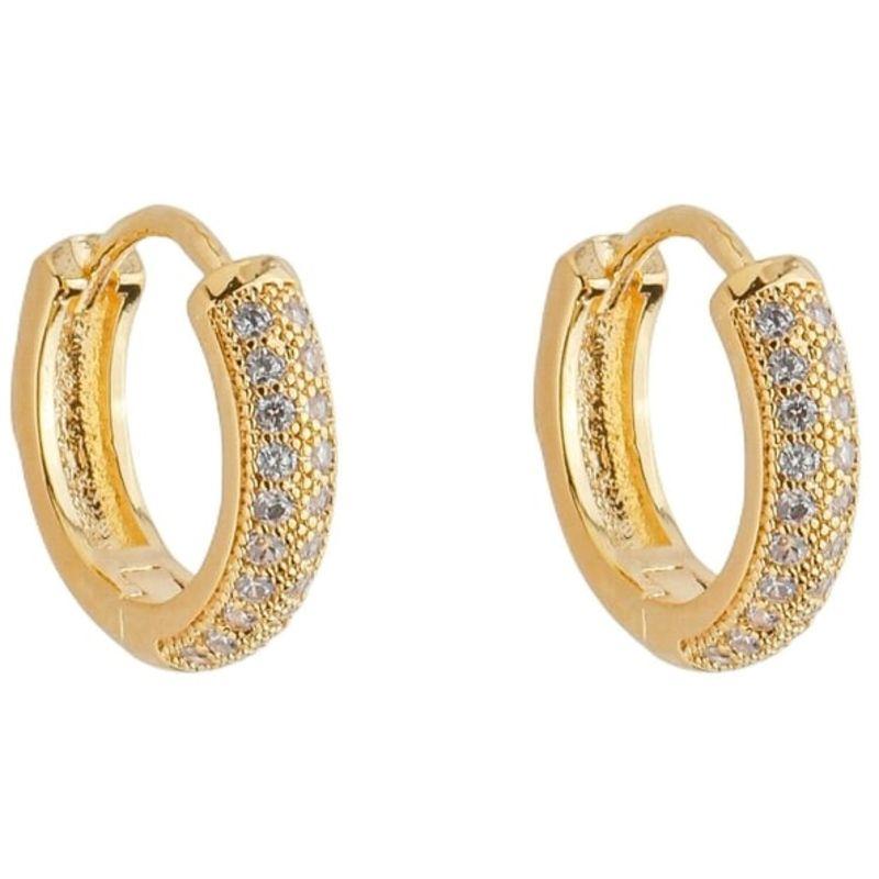 Brinco Argola Dupla Fileira Zircônias G Ouro