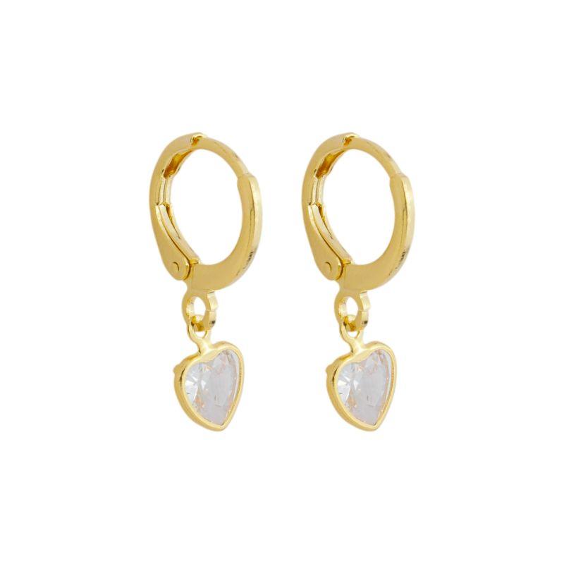 Brinco Argola Mini Coração Cristal Ouro