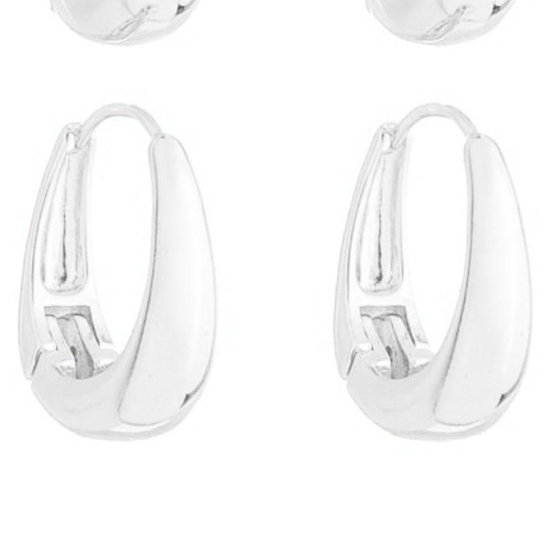 Brinco Argola Oval G Prata