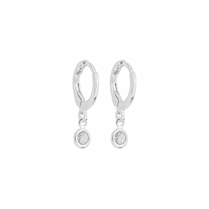 Brinco Argola Pingente Cristal Prata