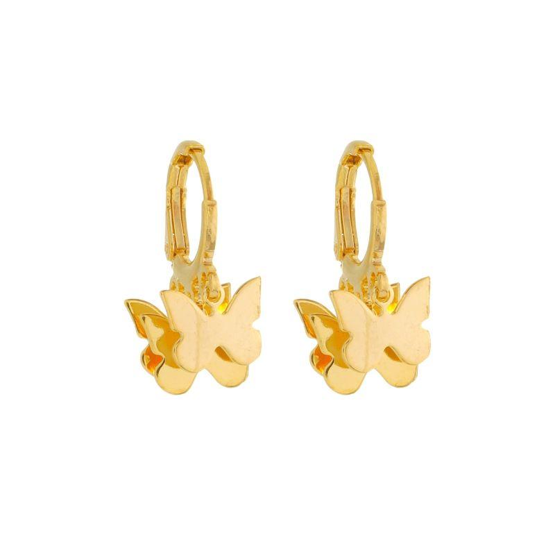 Brinco Argola Trio de Borboletas Ouro