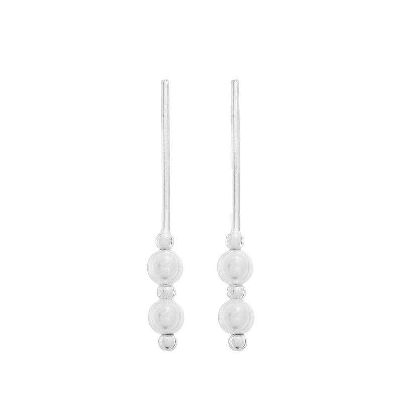Brinco Barra Pérola Dupla Prata