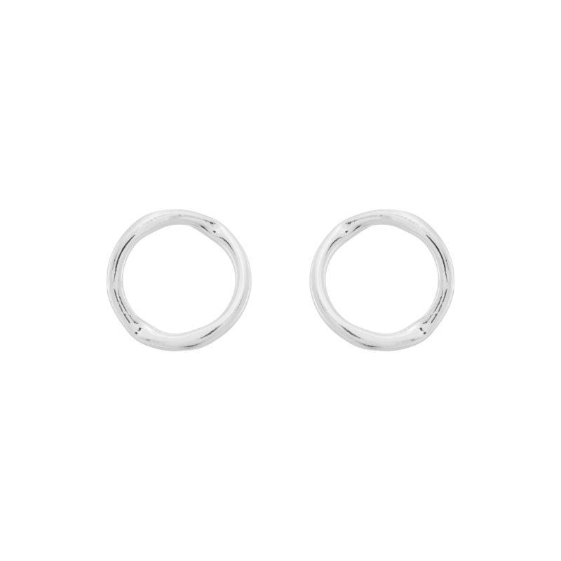 Brinco Circulo Vazado Orgânico Liso Prata