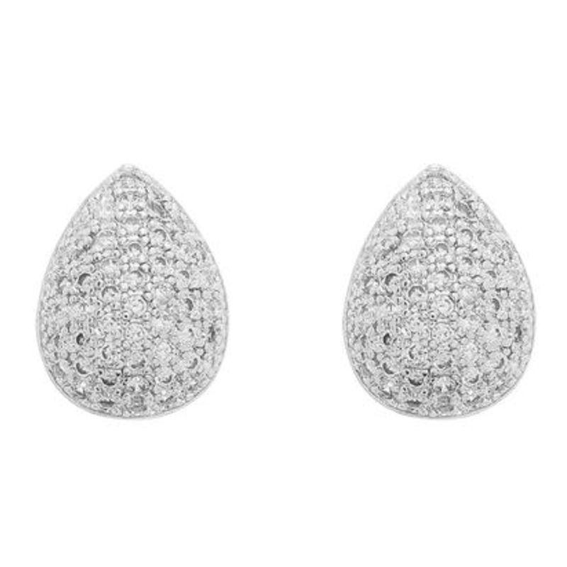 Brinco Gota G Cravejada Zircônias Prata