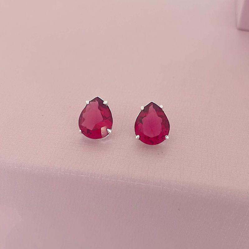 Brinco Gota Vinho Prata