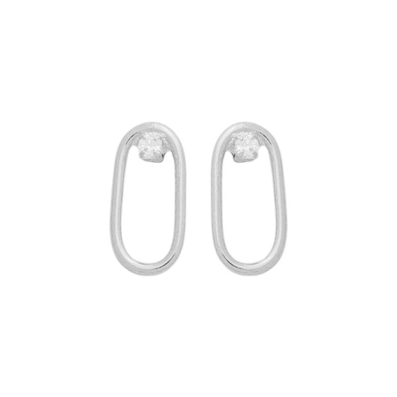 Brinco Oval e Zircônia Prata
