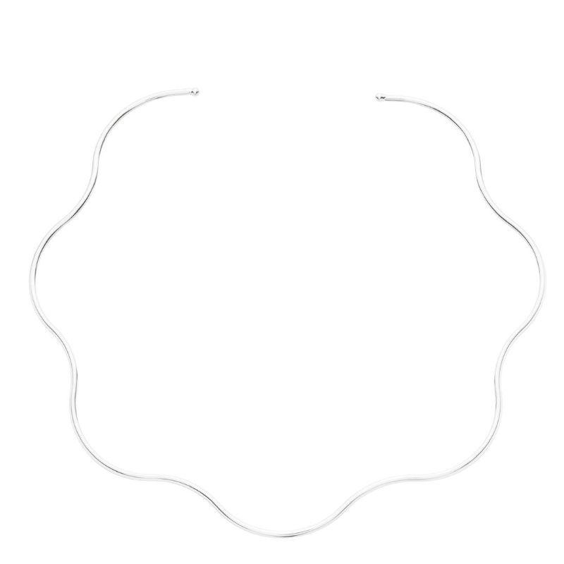 Colar Aro Choker Ondulado Prata