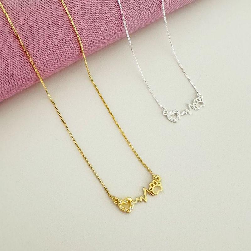 Colar Batimentos Pet Prata