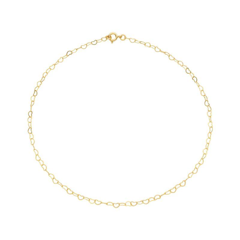 Colar Choker Elos Corações Ouro