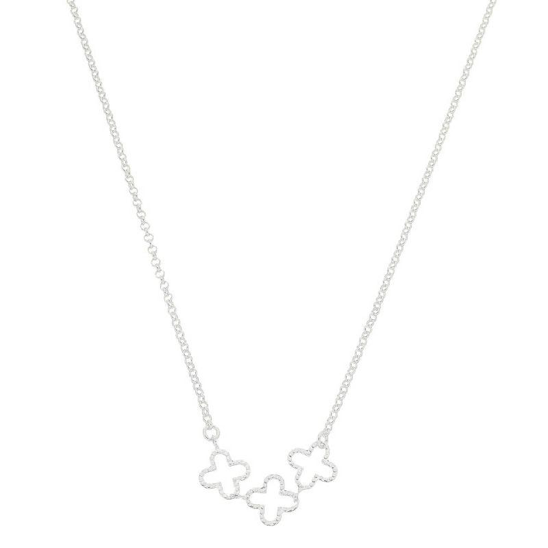 Colar Choker Trio Trevos Prata