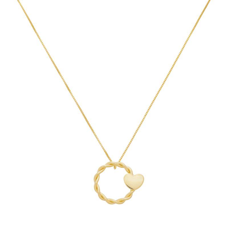 Colar Círculo Detalhe Coração Ouro