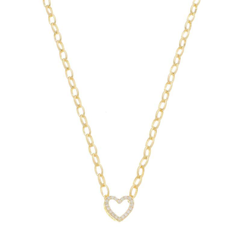 Colar Correntaria Coração Cravejado Ouro