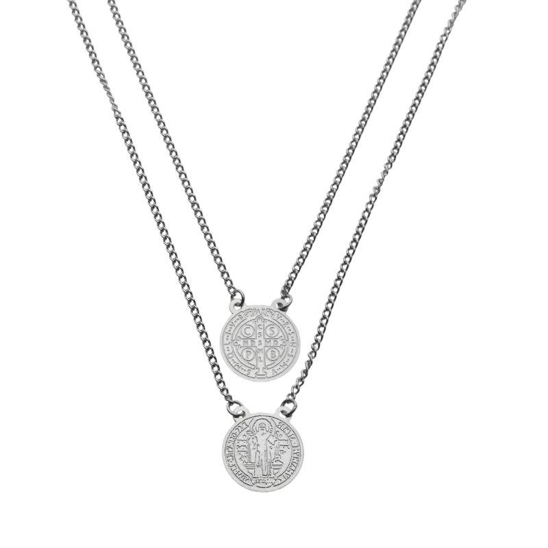 Colar Escapulário São Bento Masculino Aço