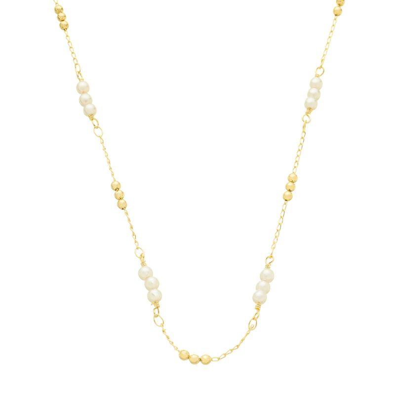 Colar Esferas e Pérolas Ouro