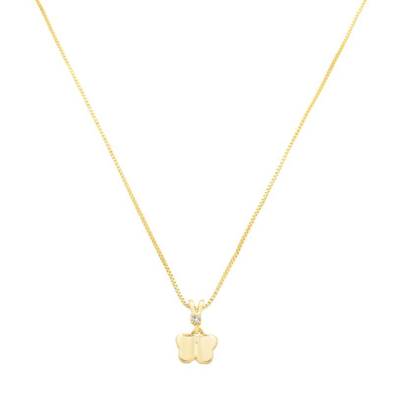 Colar Infantil Borboleta e Brilho Ouro