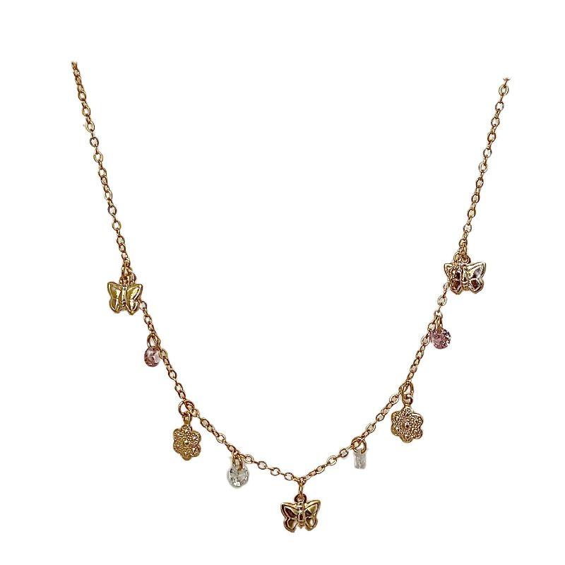Colar Infantil Borboletinhas e Brilhos Ouro
