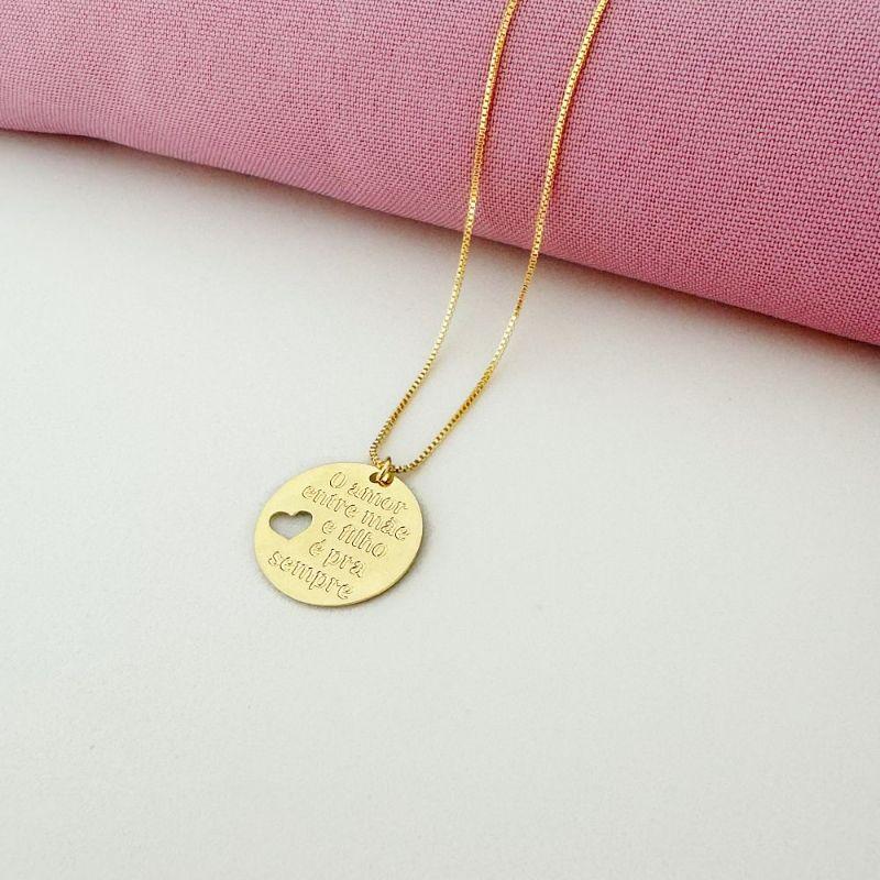 Colar Medalha Mãe Amor Pra Sempre Ouro