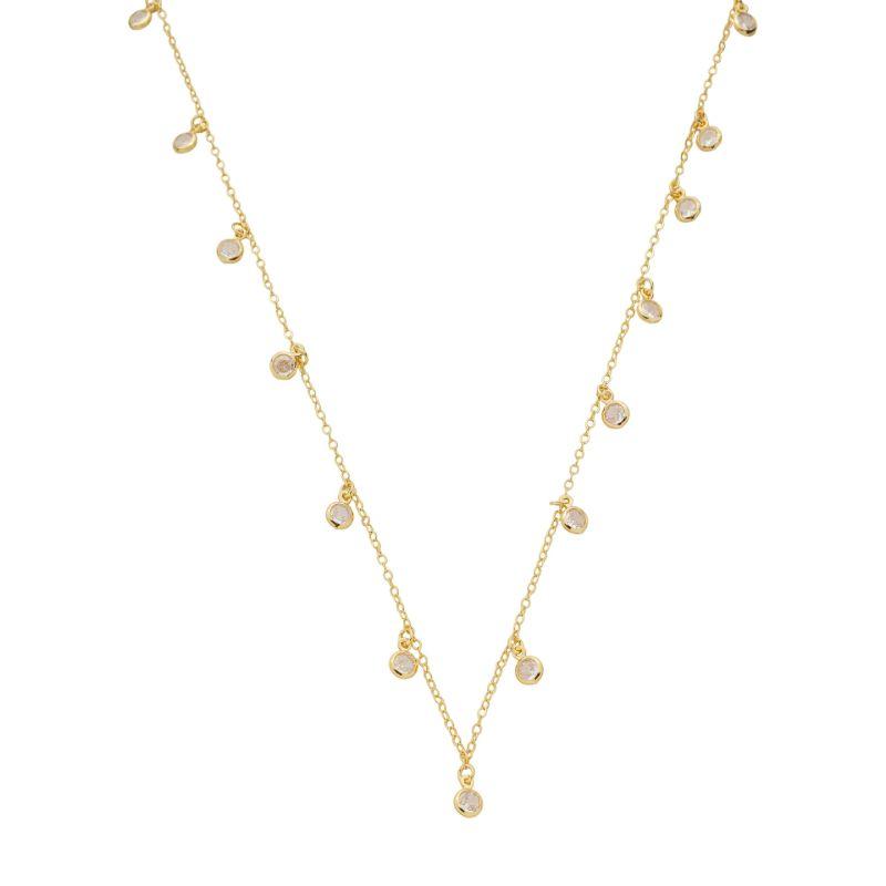 Colar Penduricalhos Zircônias 60cm Ouro