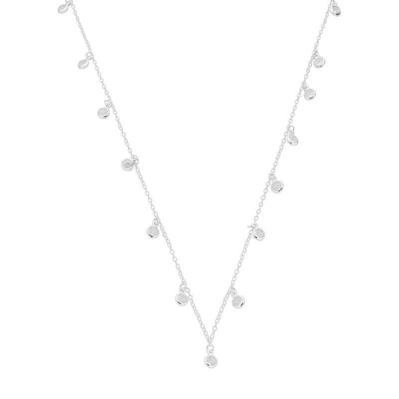 Colar Penduricalhos Zircônias 60cm Prata