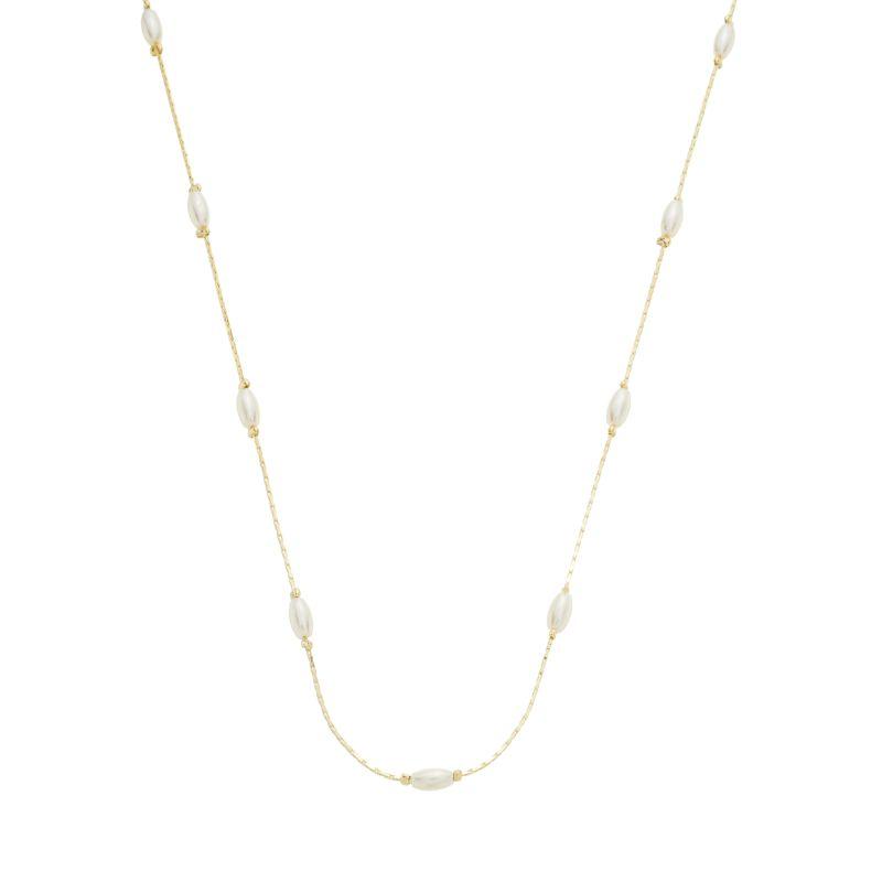 Colar Pérolas Ovais Ouro