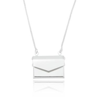 Colar Relicário Envelope Prata