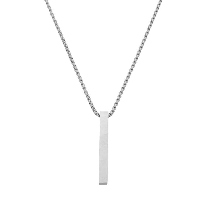 Colar Retângulo Moderno Masculino Aço