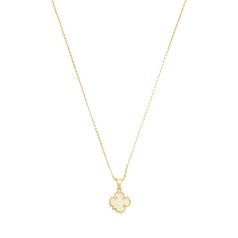 Colar Trevo Pérola Ouro