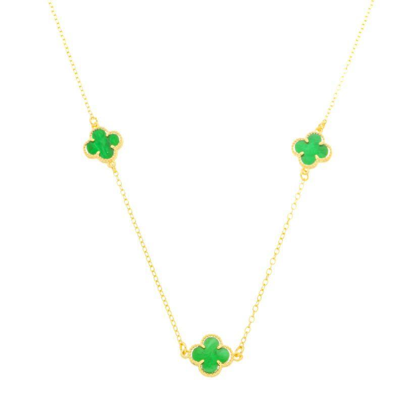 Colar Trevo Verde Ouro