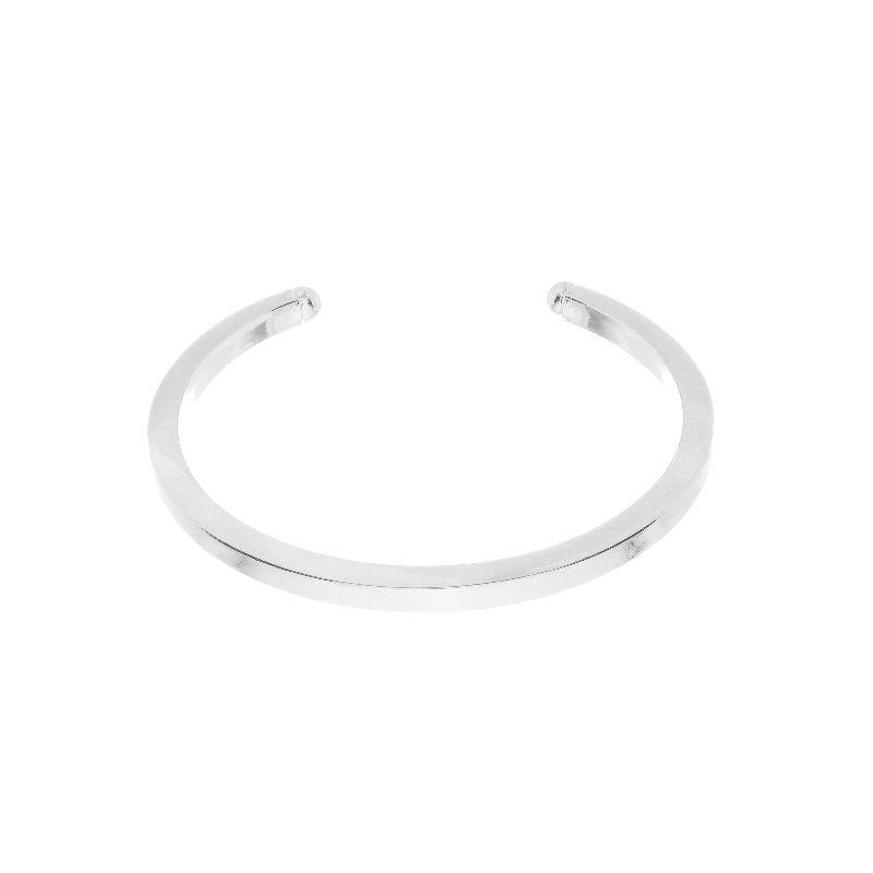Pulseira Bracelete Tubo Retangular Prata