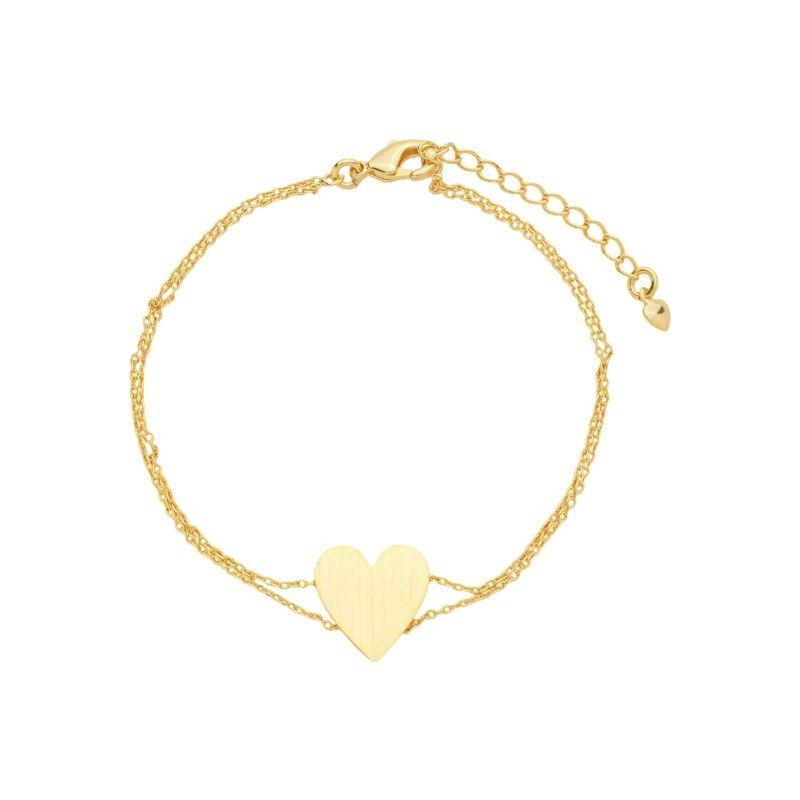 Pulseira Corrente Dupla Coração Ouro