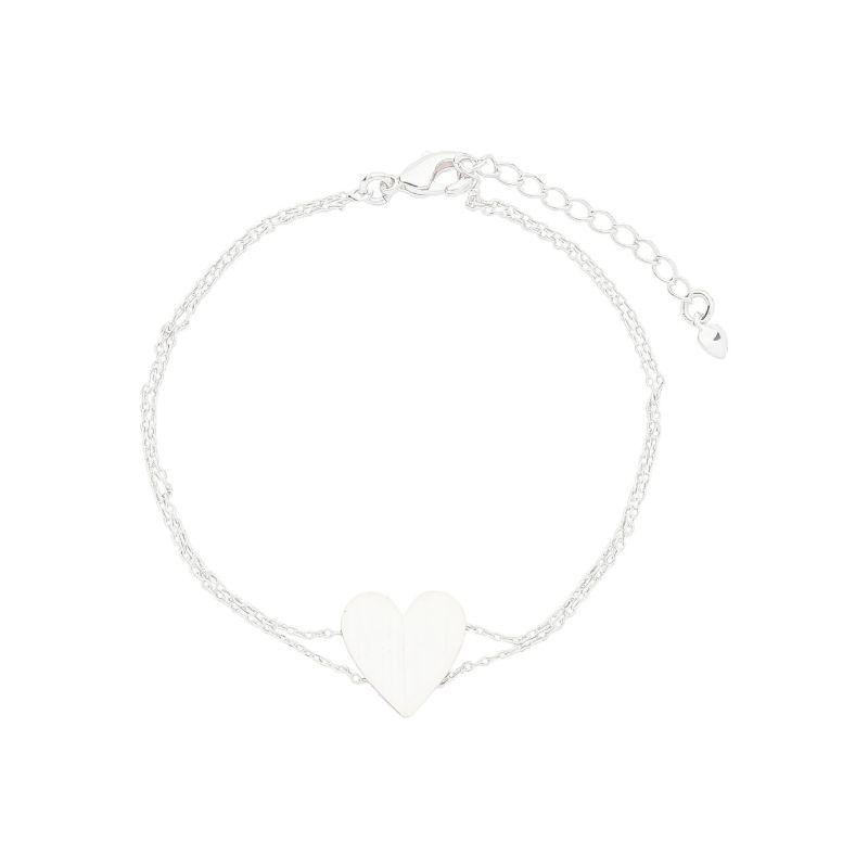 Pulseira Corrente Dupla Coração Prata