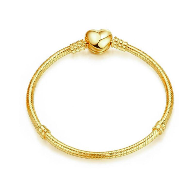 Pulseira de Berloques Coração Liso Ouro