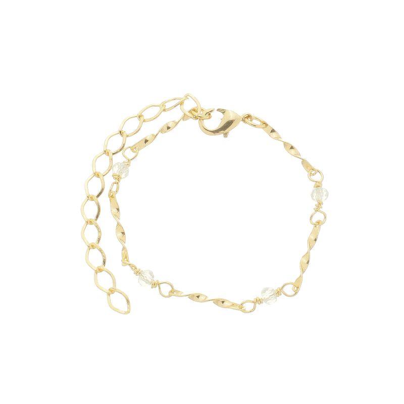 Pulseira Infantil Bolinhas Cristal Ouro