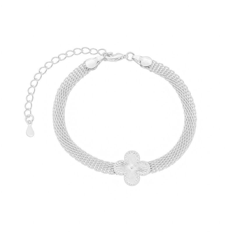 Pulseira Malha Trevo Prata