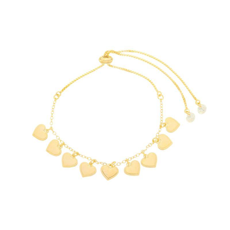 Pulseira Múltiplos Corações Ajustável Ouro