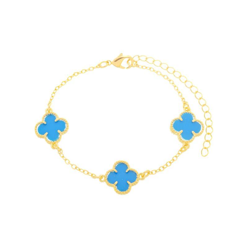 Pulseira Trevo Azul Ouro