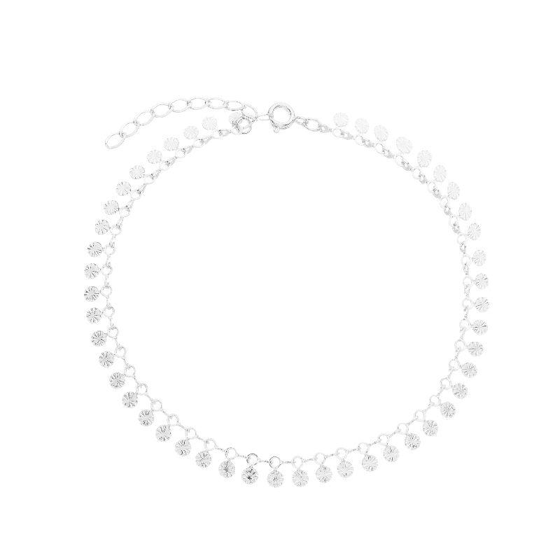 Tornozeleira Chapas Diamantadas Prata