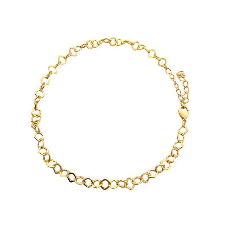 Tornozeleira Elos Quadrados Ouro