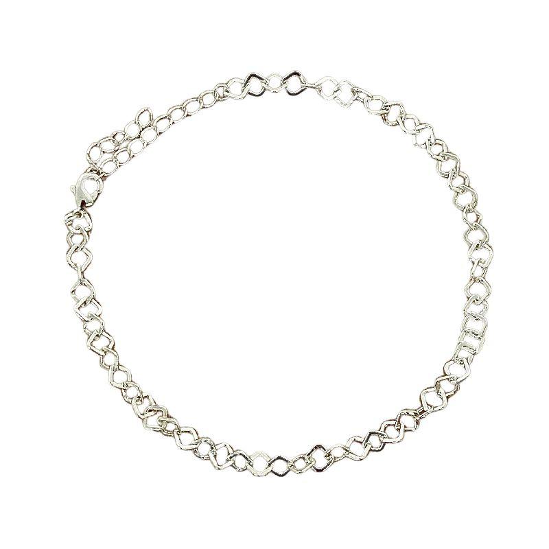 Tornozeleira Elos Quadrados Prata