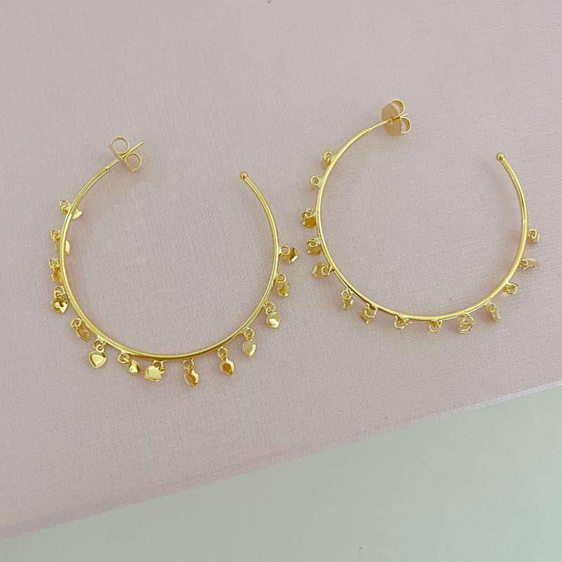 Brinco Argola Penduricalhos Ouro