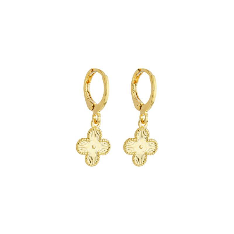 Brinco Argola Trevo Liso Ouro