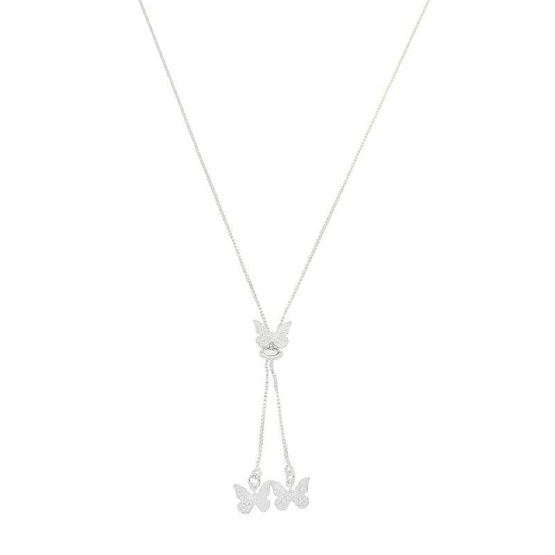 Colar Gravata Borboletas Prata