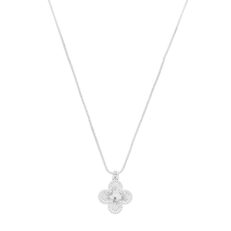 Colar Trevo Liso Prata