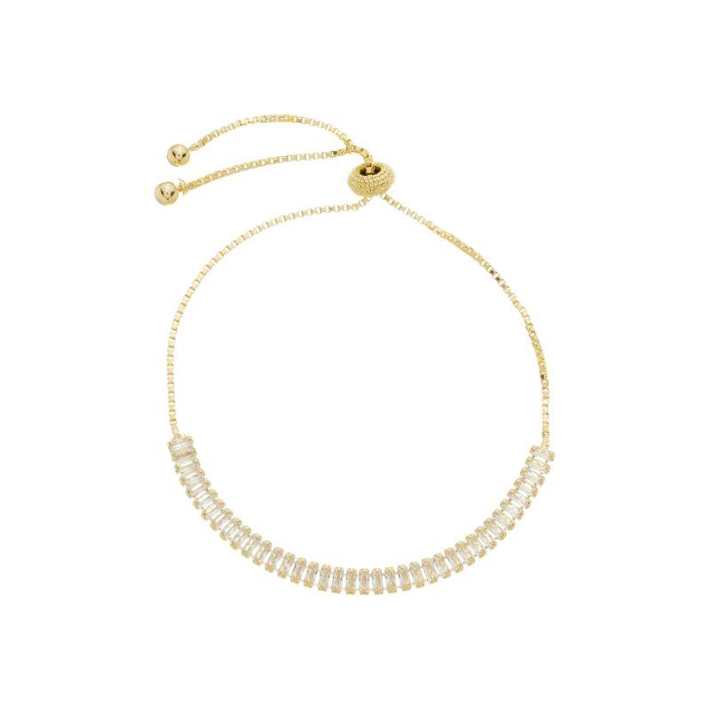 Pulseira Carreira Zircônias Ajustável Ouro